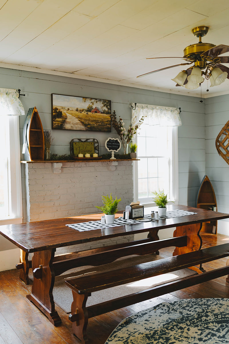 Dining space inside the restored farmhouse at DMD General Store